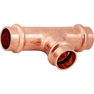 Press-T-Stück aus Kupfer, 22 mm Durchmesser für Sanitär- und Heizungsinstallationen.