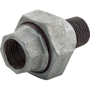 Temperguss-Fitting 30,3/33,3 mm: Verbindungsstück mit Innen- und Außengewinde für verzinkte Rohre.