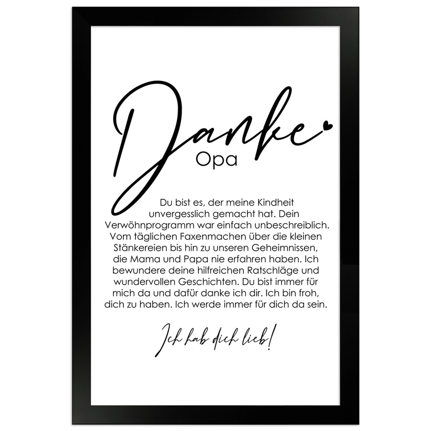 WANDStyle Gerahmtes Poster Danke Opa 20 x 30 cm Geschenkidee für Eine Perso günstig online kaufen