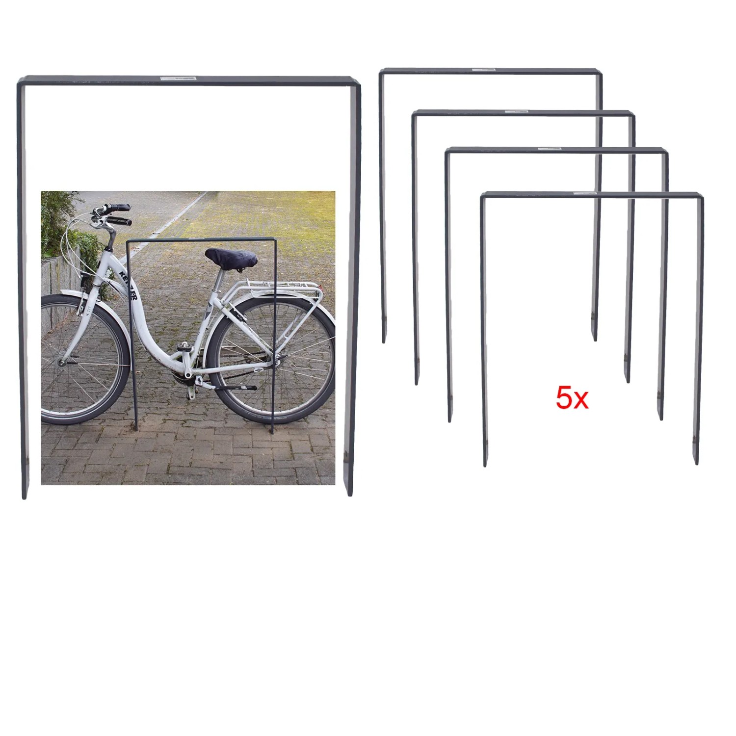 TRUTZHOLM 5x Fahrradanlehnbügel 115 x 76 cm Flachstahl 13 mm Anthrazit Typ U