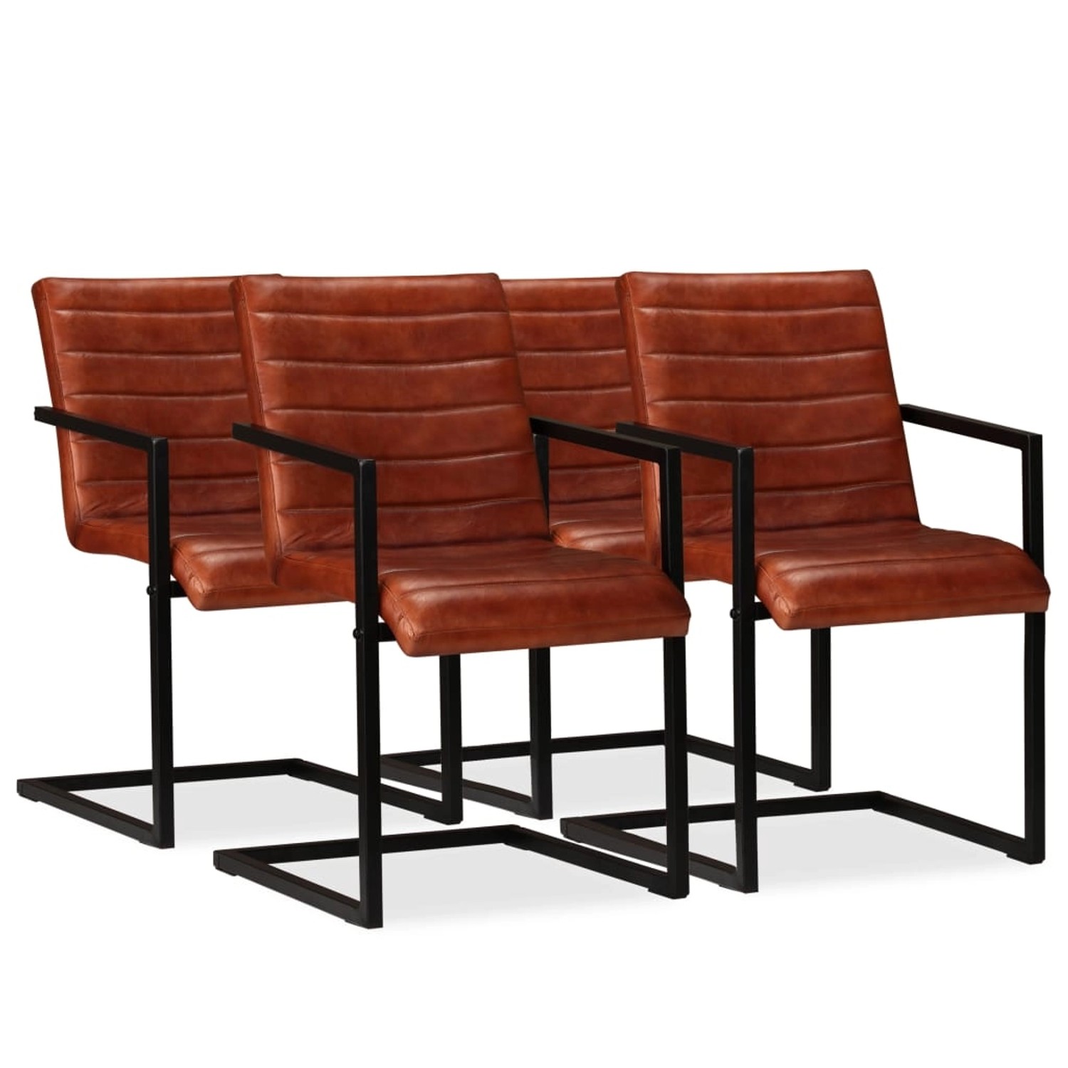 vidaXL Esszimmerstühle 4 Stk Echtleder Braun 275238