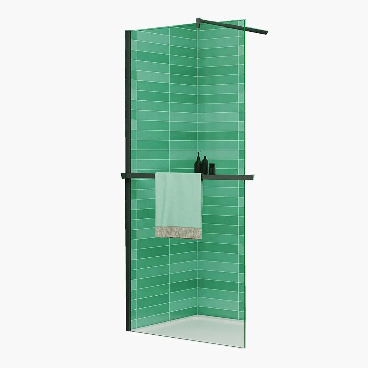 Duschparadies 90 x200cm Walkin Duschwand 8mm NANO Glas Dusche Klarglas Duschtrennwand Duschabtrennung Mit Duschregal Mit 120cm Stabilisator