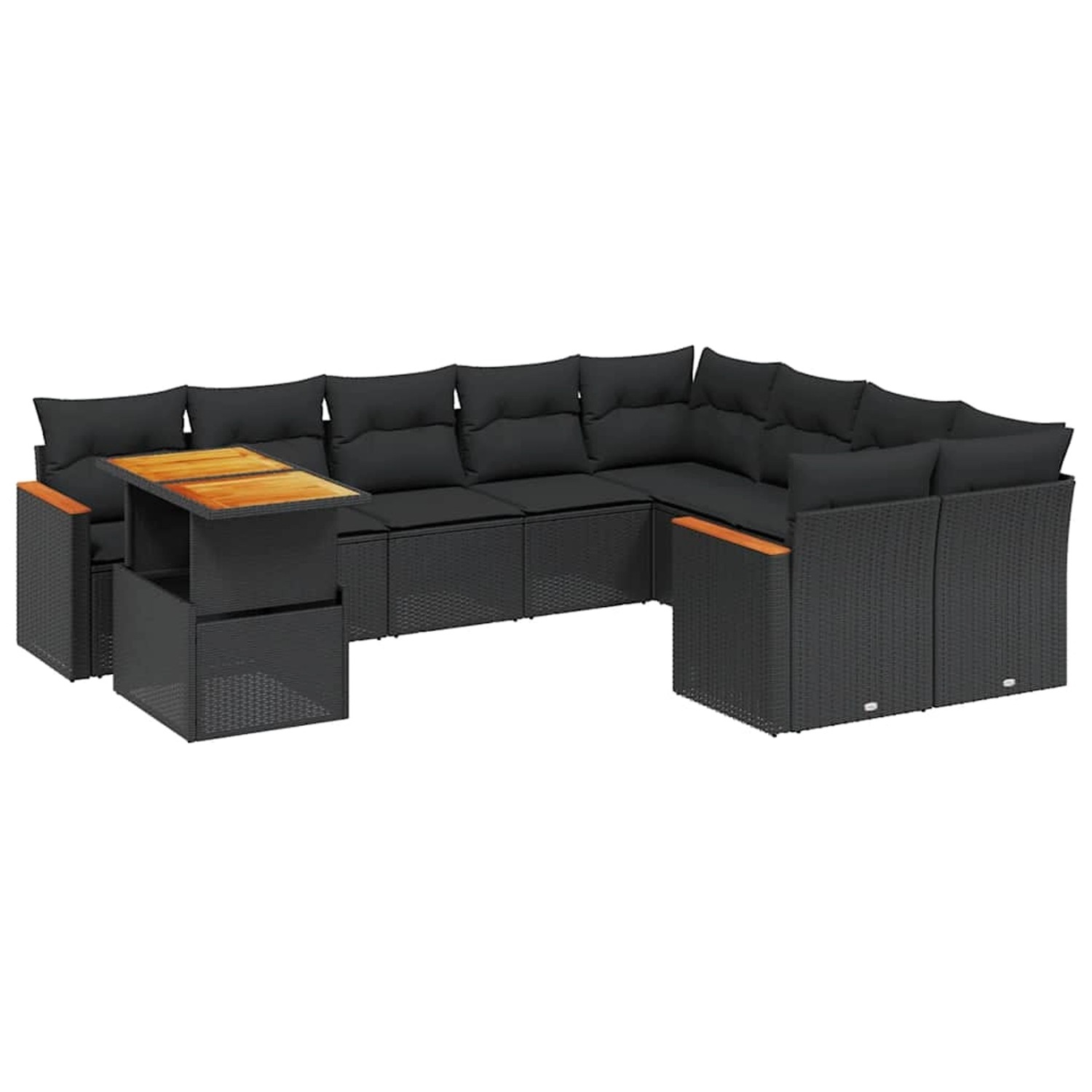 vidaXL 10-Tlg Garten-Sofagarnitur mit Kissen Schwarz Poly Rattan 3273239 günstig online kaufen