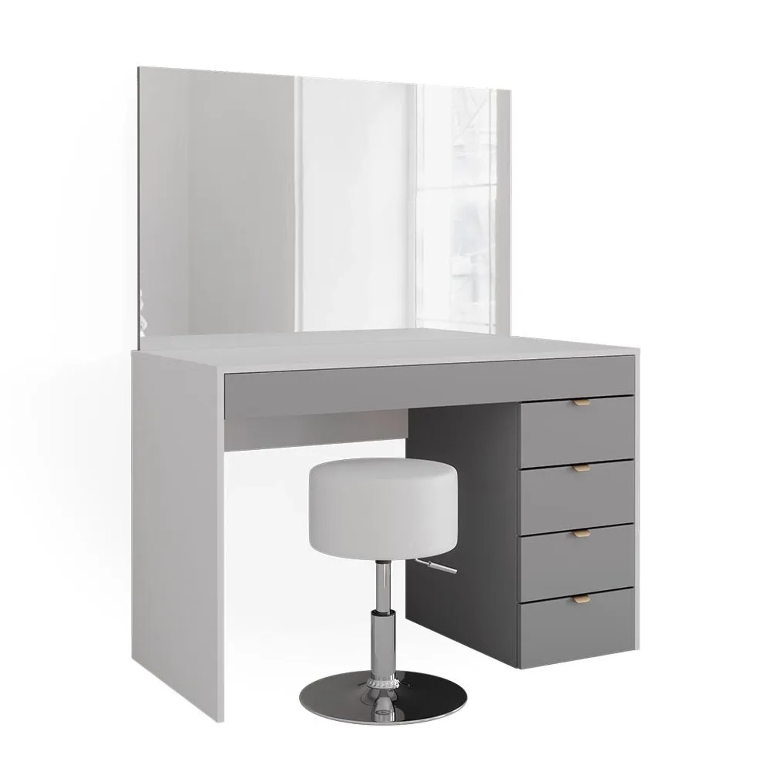 Vicco Schminktisch Elise Weiß/Grau 115 x 146 mit Spiegel und Hocker