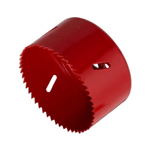 Rote LUX Lochsäge, 79 mm Durchmesser, für Bohrmaschinen.