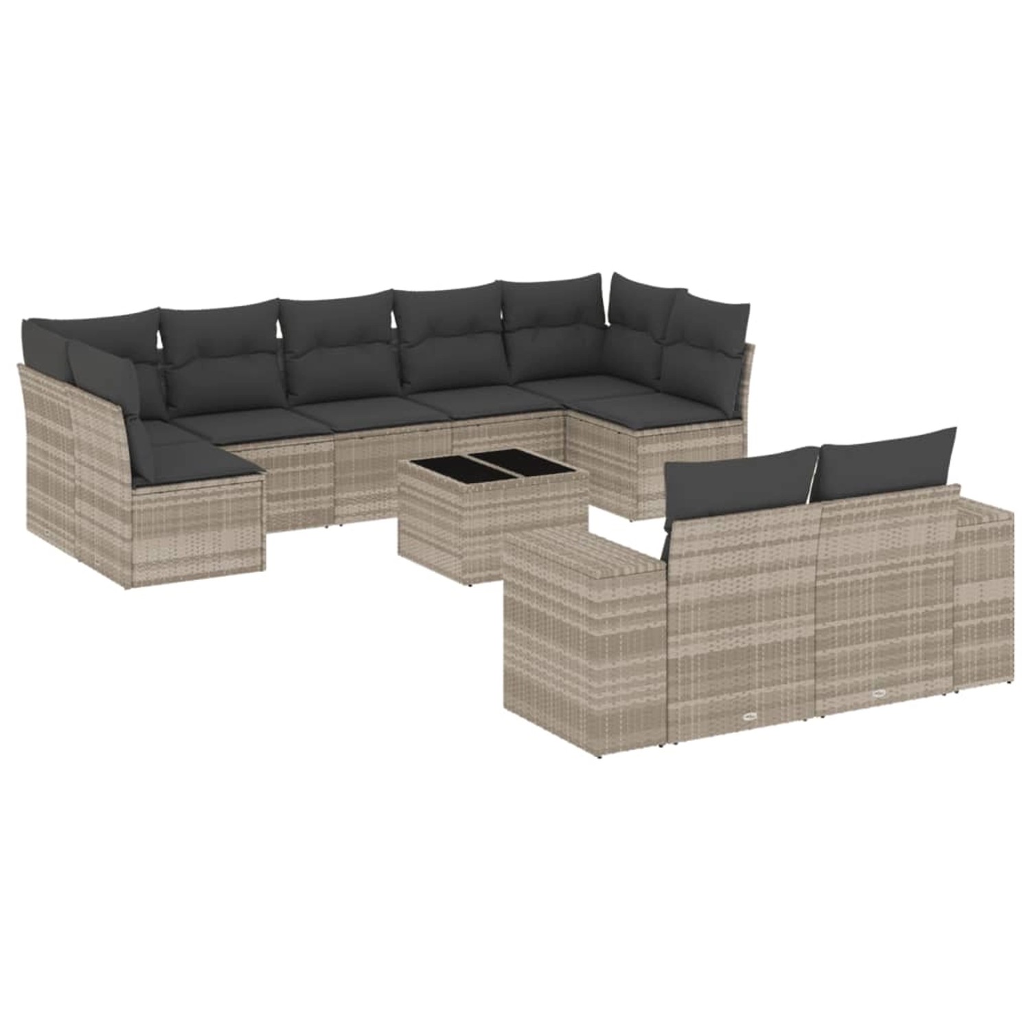 vidaXL 10-Tlg Garten-Sofagarnitur mit Kissen Hellgrau Poly Rattan 3255369 günstig online kaufen
