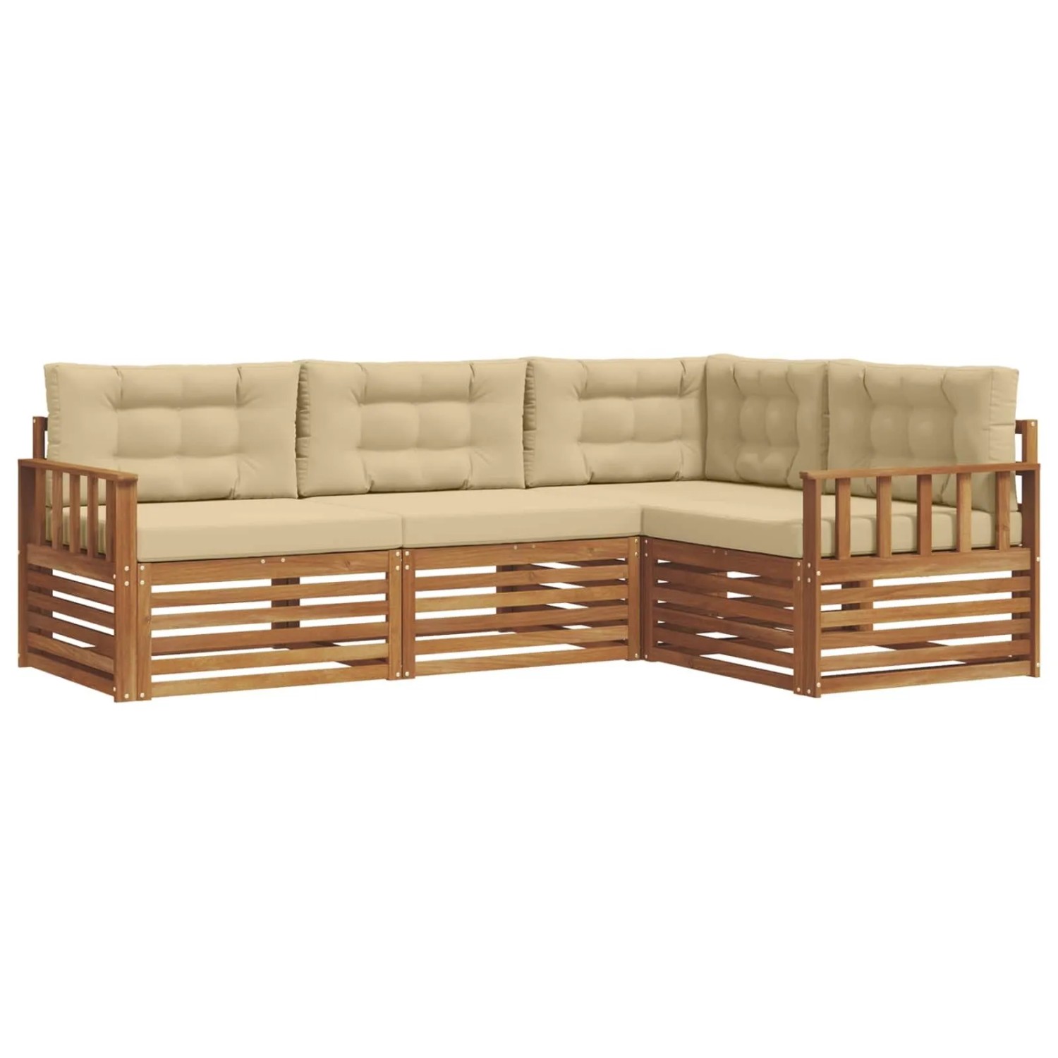 vidaXL Outdoor-Sofagarnitur mit Kissen 4-Tlg Natur und Beige 3373373