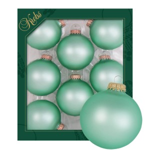 Türkisfarbene Weihnachtskugeln von Krebs Glas Lauscha, 7 cm, 8er-Set.