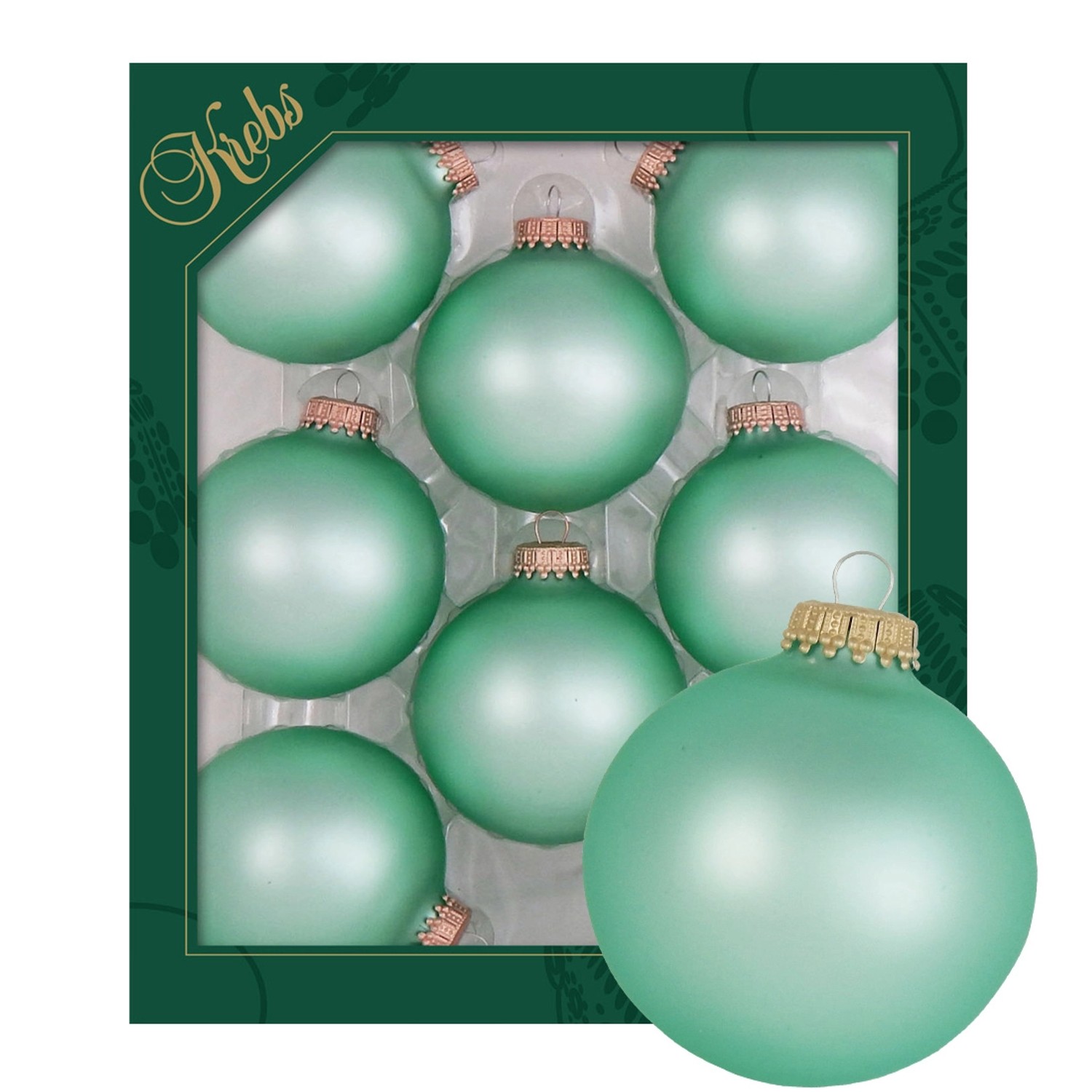 Krebs Glas Lauscha Weihnachtskugeln Uni-Design Marcelline Türkis 7cm