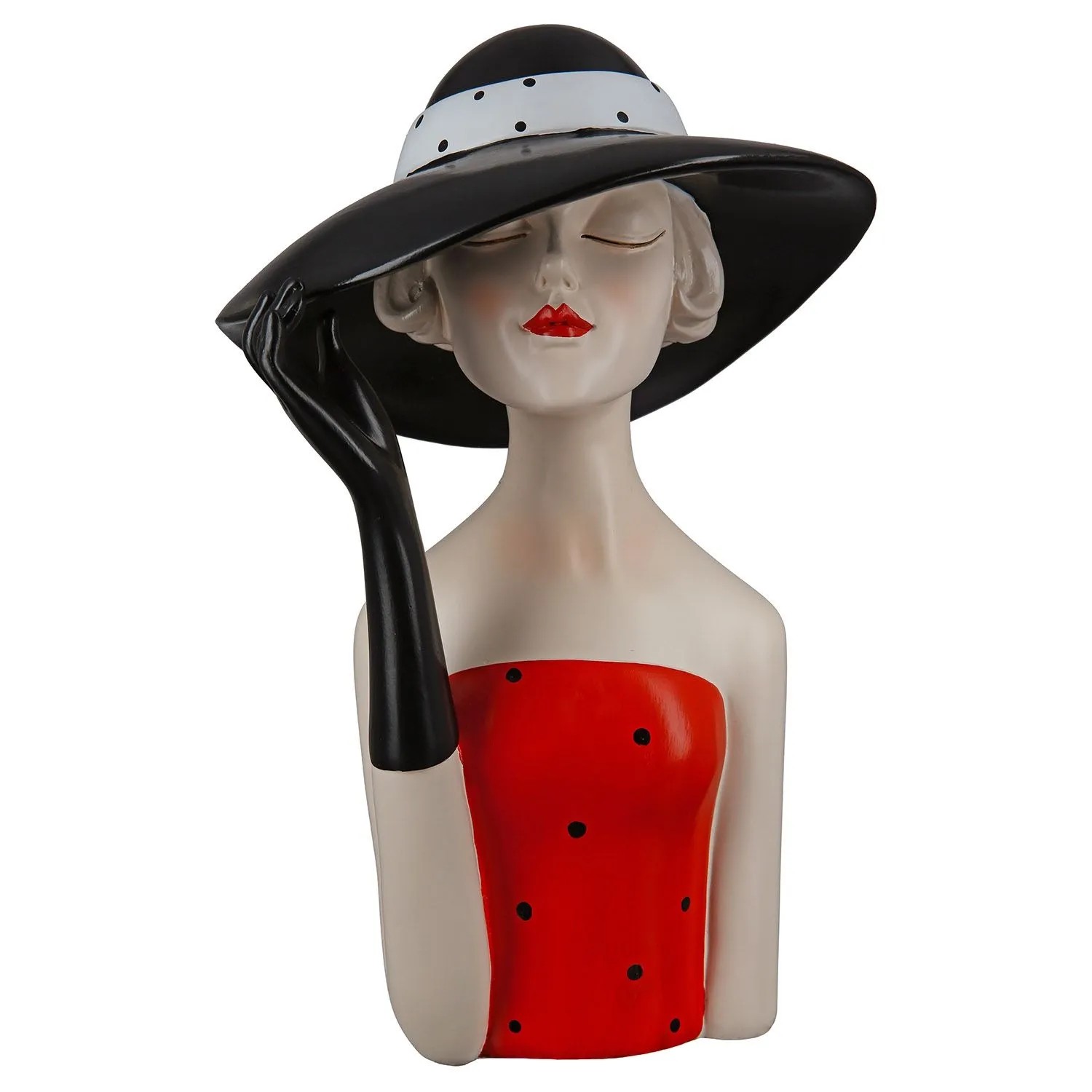 Gilde Figur Lady mit Schwarzem Hut Rot Schwarz 29,5 cm x 19,5 cm