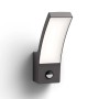 Anthrazitfarbene Philips LED Aussenwandleuchte Splay mit Bewegungsmelder.