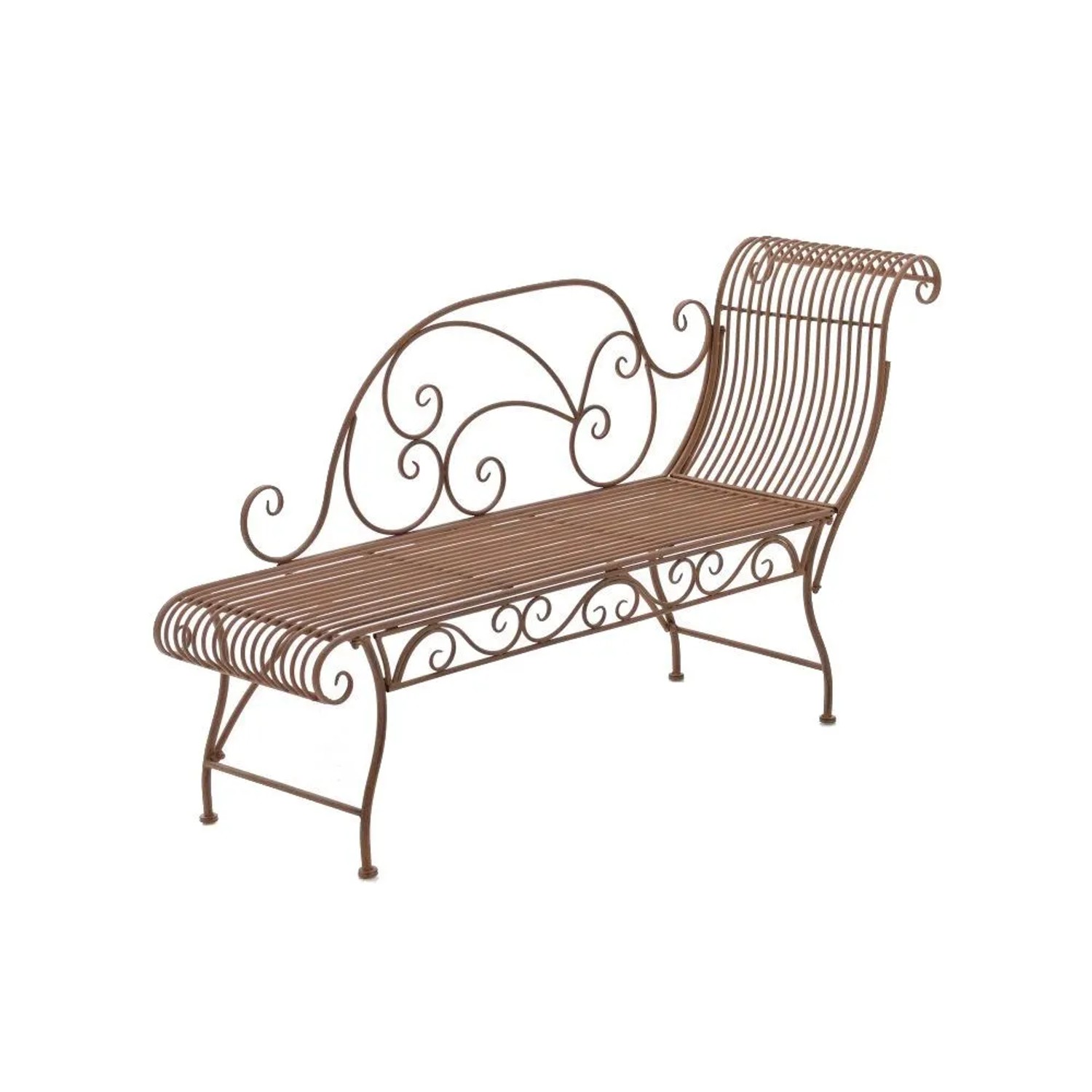 DELUKE Gartenbank SIZON Metall Braun 156x46x78cm Gartenliege Metall Sonnenliege Antik Vintage Gartenstuhl Lang 1 Sitzer