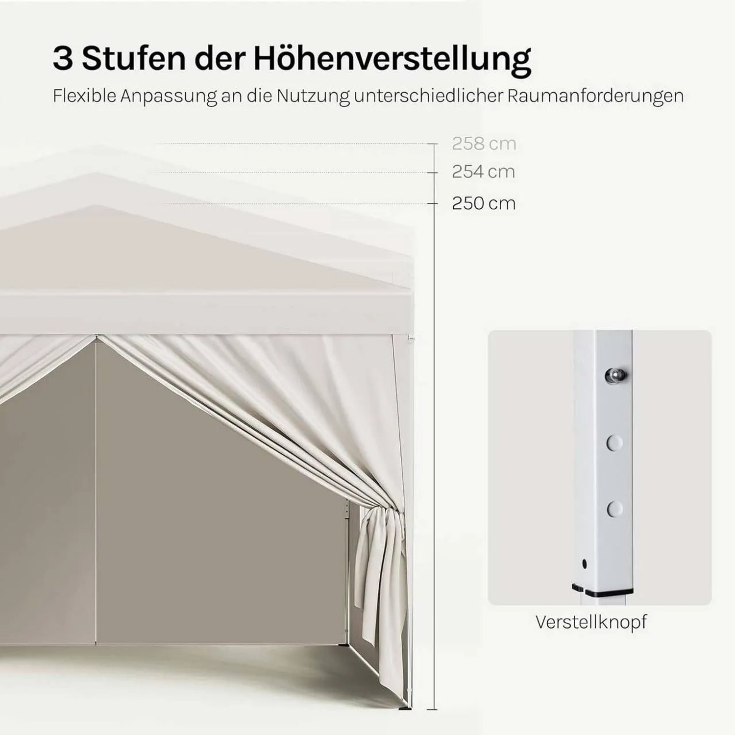 WOLTU Pavillon Pop-Up Wasserdichter Sonnenschutz Pagodenzelt 3x3 m Beige_6