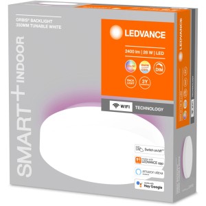 Verpackung der Ledvance Smart+ WiFi Deckenleuchte Orbis Backlight 35 cm Tunable White.