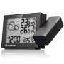 Bresser MeteoTemp P Funk-Wetterstation mit Projektion von Wetterdaten und Uhrzeit.