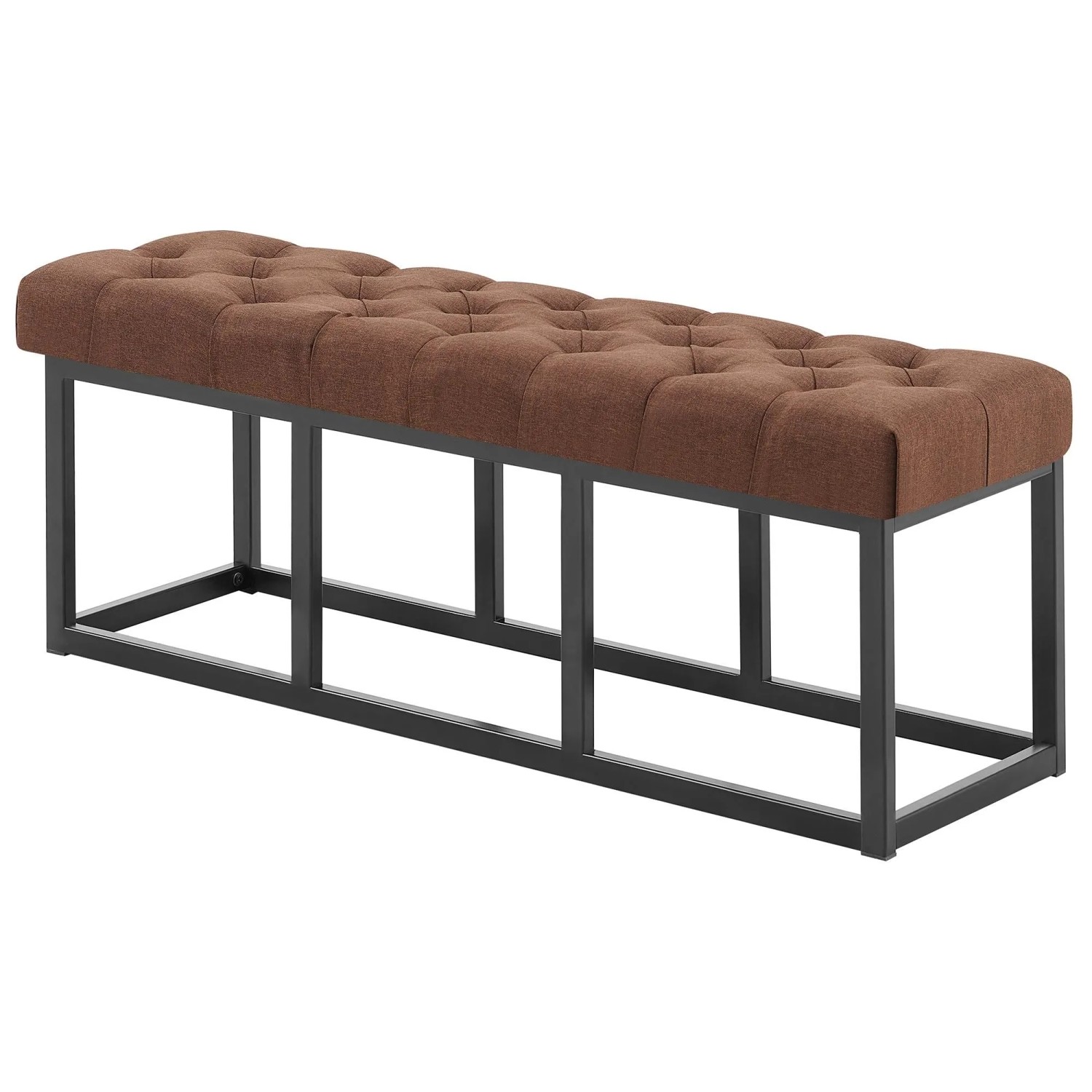 DELUKE Sitzbank MEXICO Stoff Braun 120x38x46cm Sitzbank Flur Sitzhocker Esszimmerbank Polsterbank Schlafzimmer