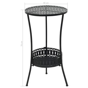 Schwarzer vidaXL Bistrotisch (40x70cm) aus Metall mit Ablage für Garten oder Balkon.
