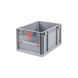 Graue PROREGAL Eurobox mit rotem Deckel, 20 Liter. Ideal als Transportbox oder Aufbewahrungsbox.