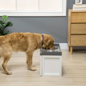 PawHut Hundenapf 2 x 2L mit Schublade Edelstahlnapf