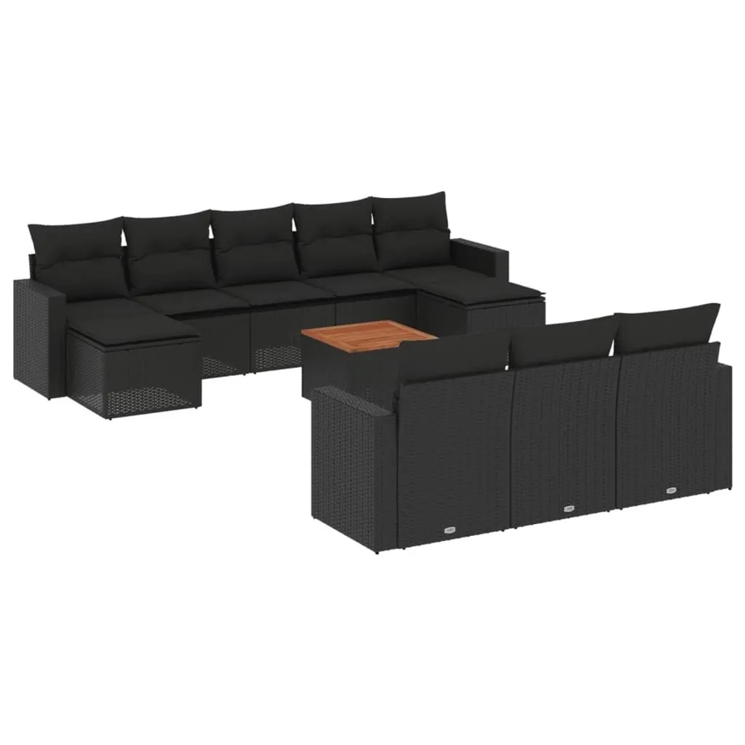 vidaXL 11-Tlg Garten-Sofagarnitur mit Kissen Schwarz Poly Rattan 3224340 günstig online kaufen