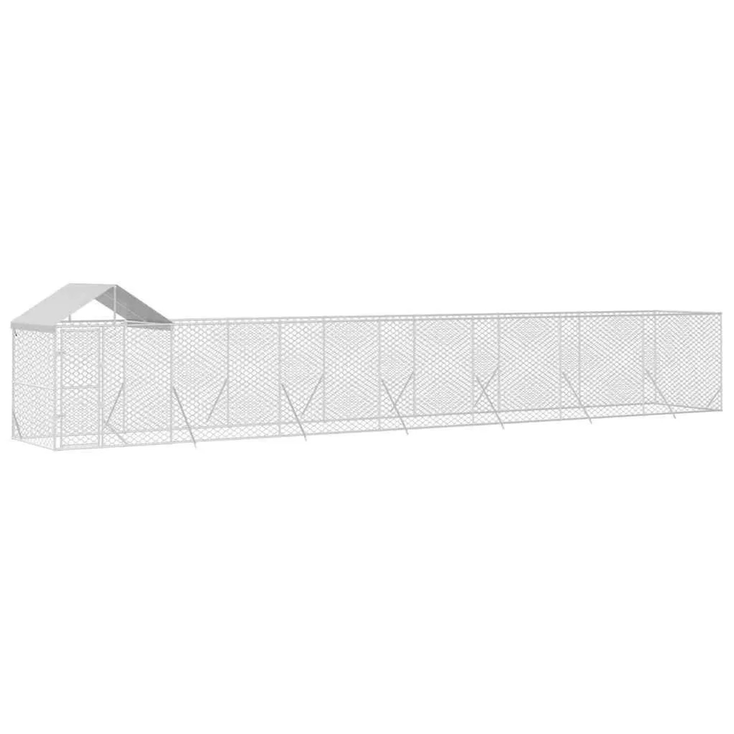 vidaXL Outdoor-Hundezwinger mit Dach Silbern 14x2x2,5 m Stahl Verzinkt 3190469