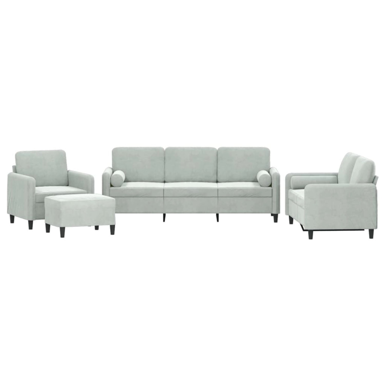 vidaXL 4-Tlg Sofagarnitur mit Kissen Hellgrau Samt 3201964 günstig online kaufen