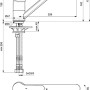Technische Zeichnung: Ideal Standard Ceraflex Küchenarmatur Niederdruck, Chrom, Maße und Details.