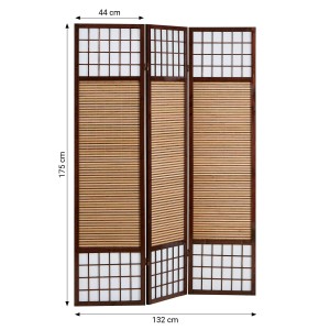 Homestyle4u 3-tlg. Paravent in Braun 132x175 cm 62