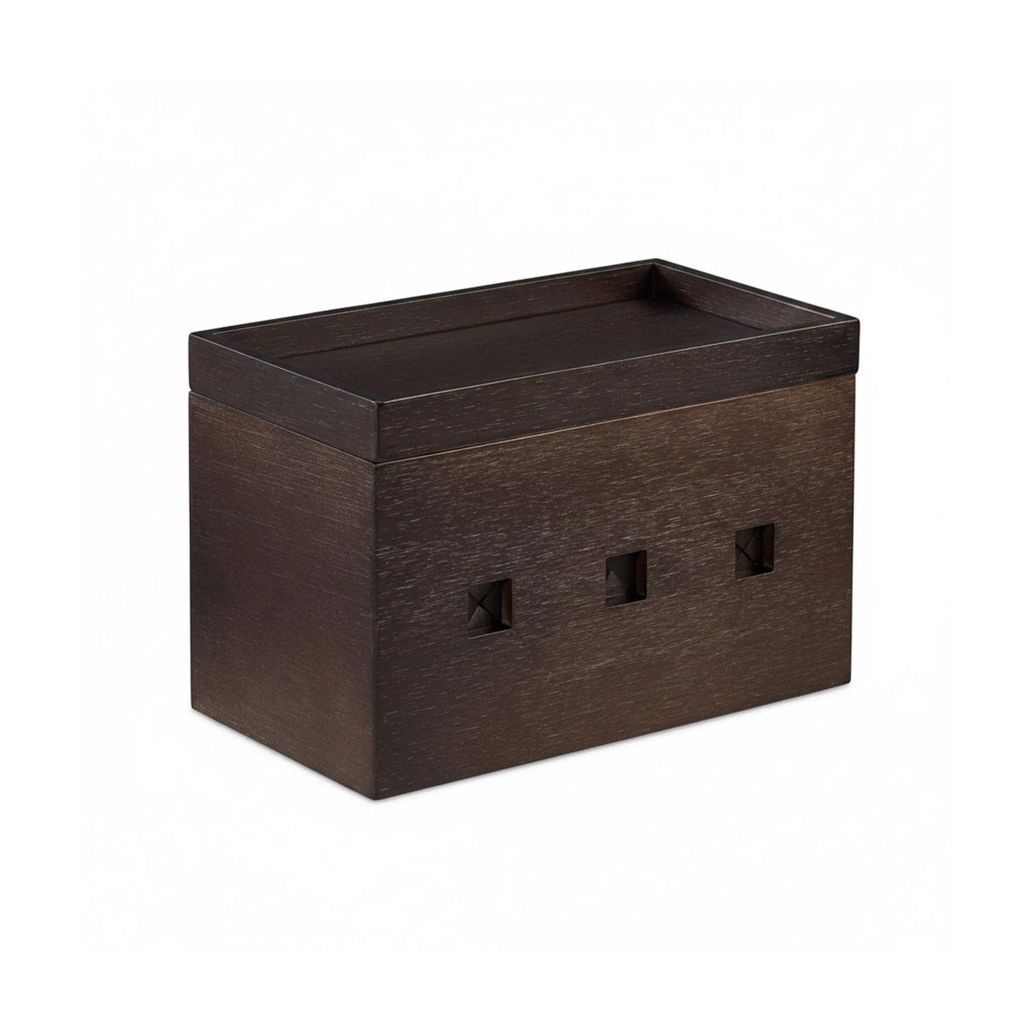 Relaxdays Kabelbox Bambus Dunkelbraun mit Deckel Staubgeschützt 16,5 cm x 25,5 cm x 14 cm 0,75 kg