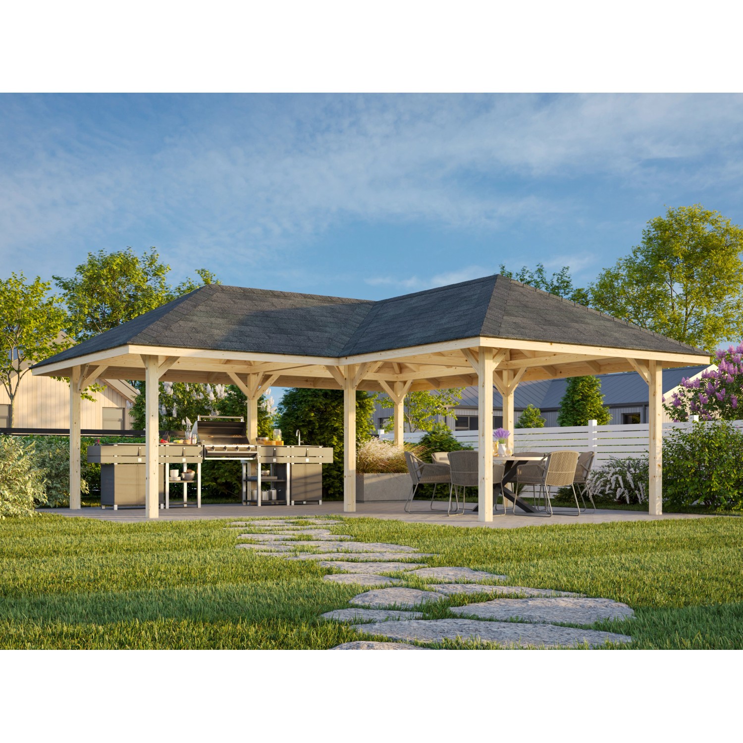 Palmako Pavillon Bianca 588 x 588 cm Lackiert Weiß FSC® günstig online kaufen
