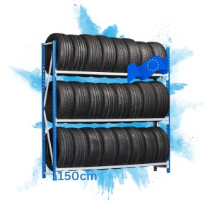 PROREGAL Reifenregal Maximus Pro mit 3 Ebenen, lichtblau-lichtgrau, für Reifenlagerung.