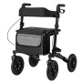 Schwarzer Costway Rollator mit Luftbereifung, faltbar und höhenverstellbar.