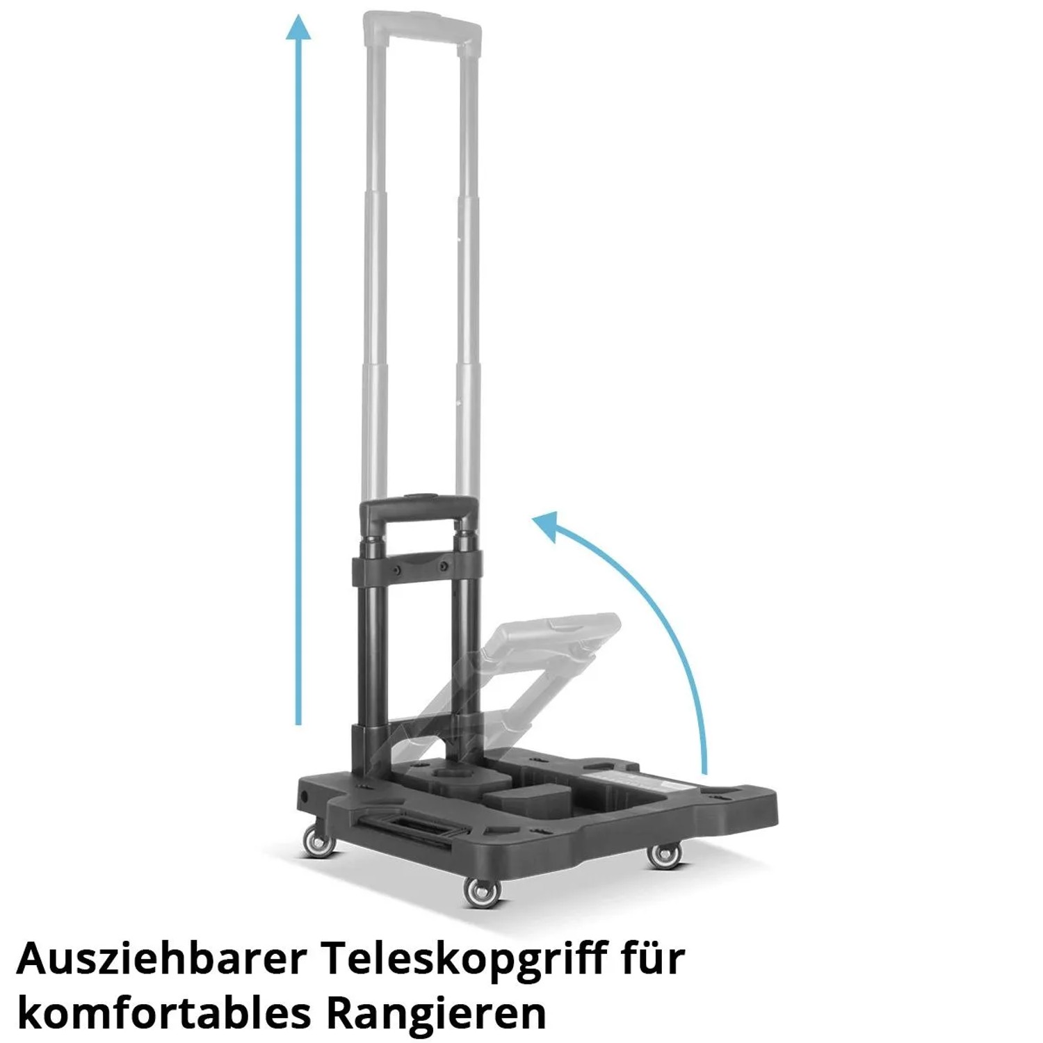 STAHLWERK Werkzeugtrolley: Rollplattform mit ausziehbarem Teleskopgriff und 4 Lenkrollen.