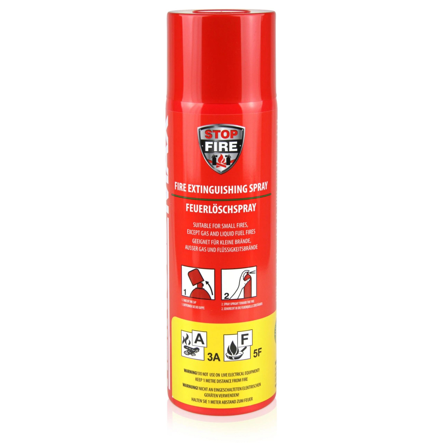 Rotes Höfer Chemie Feuerlöschspray 500g für Haushalt, Kamin & Grill.