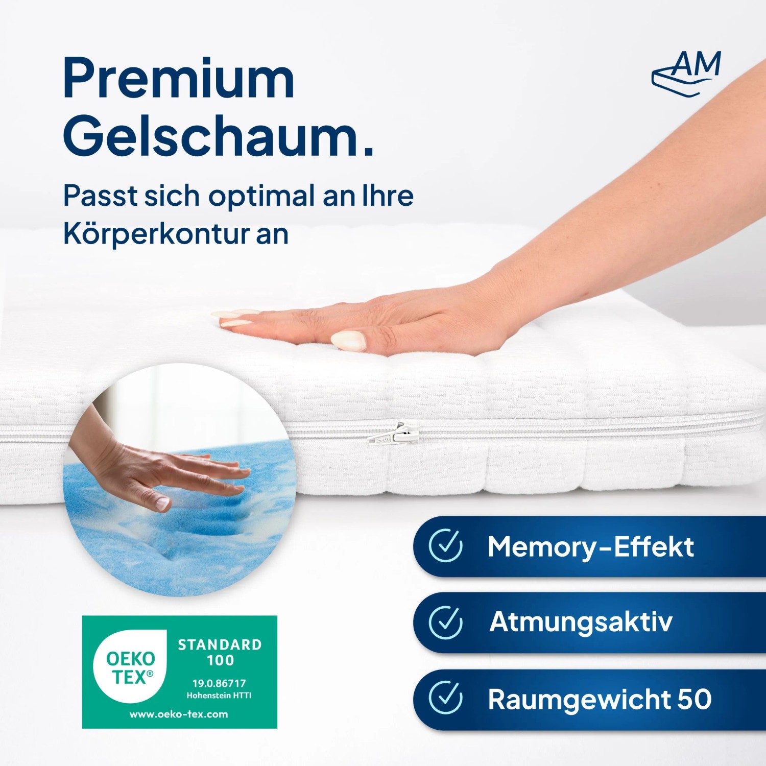 AM Qualitätsmatratzen Gel Topper RG50 Made in Germany 180x200cm_3