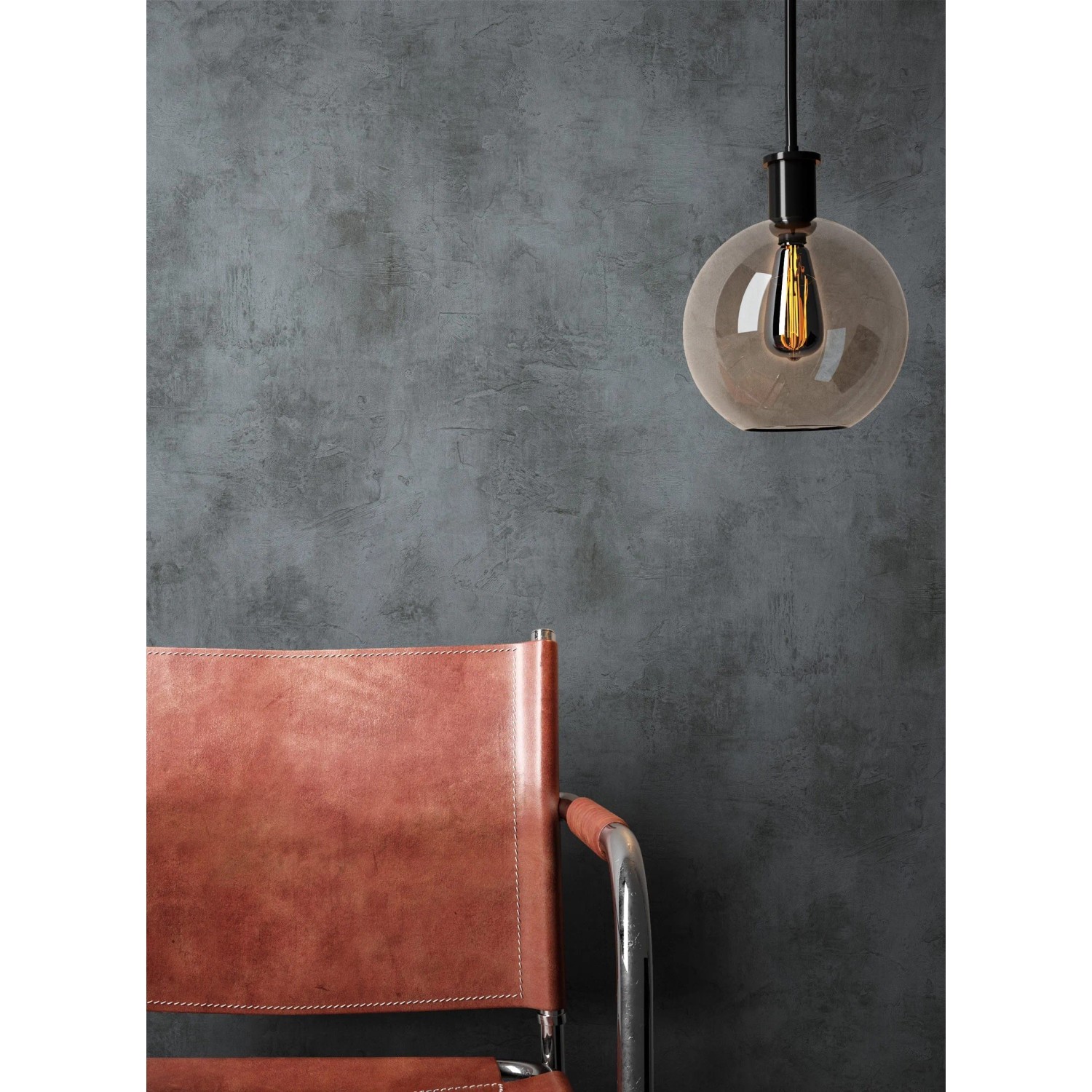 Anthrazit Vliestapete Milya mit Betonoptik und strukturierter Oberfläche. Modernes Wanddesign im Industrial Style.