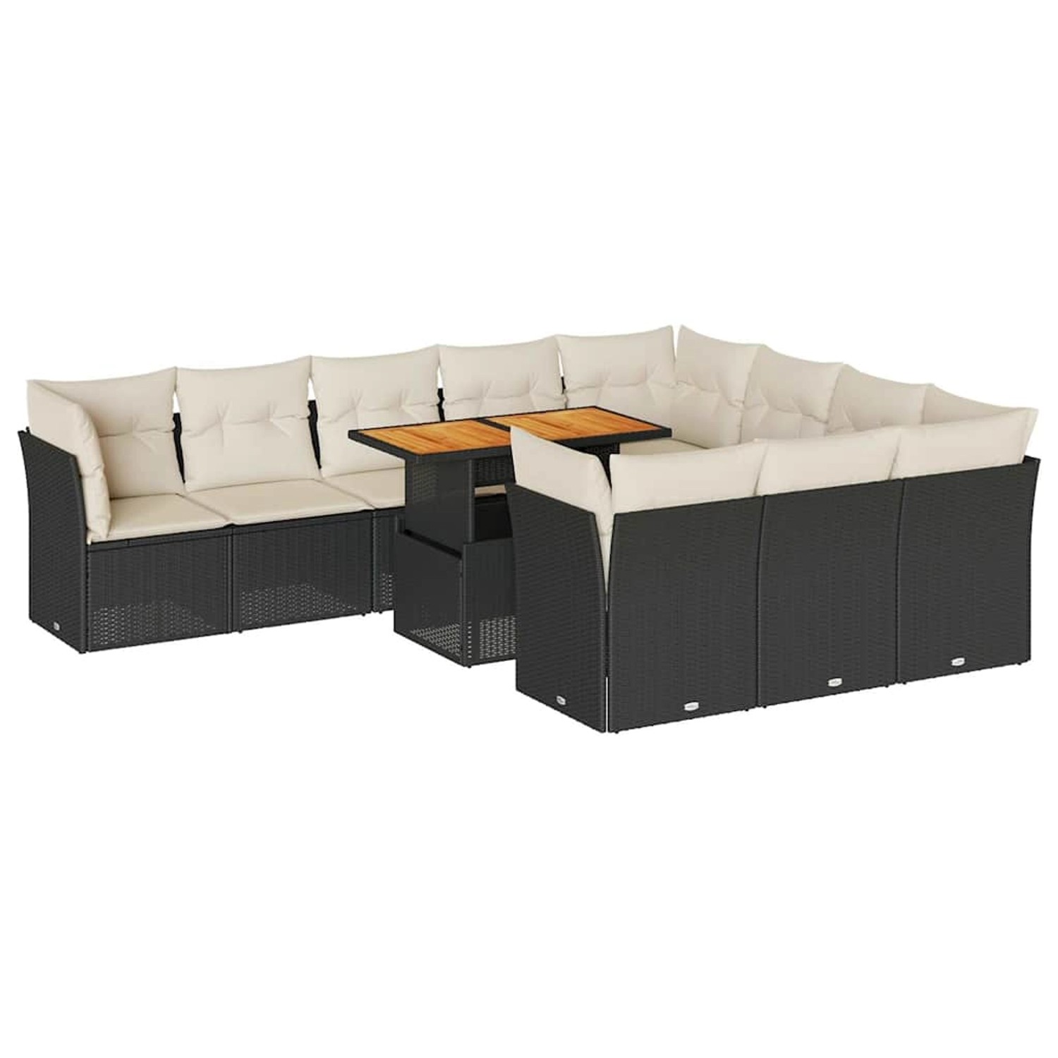 vidaXL 11-Tlg Garten-Sofagarnitur mit Kissen Schwarz Poly Rattan 3326975 günstig online kaufen