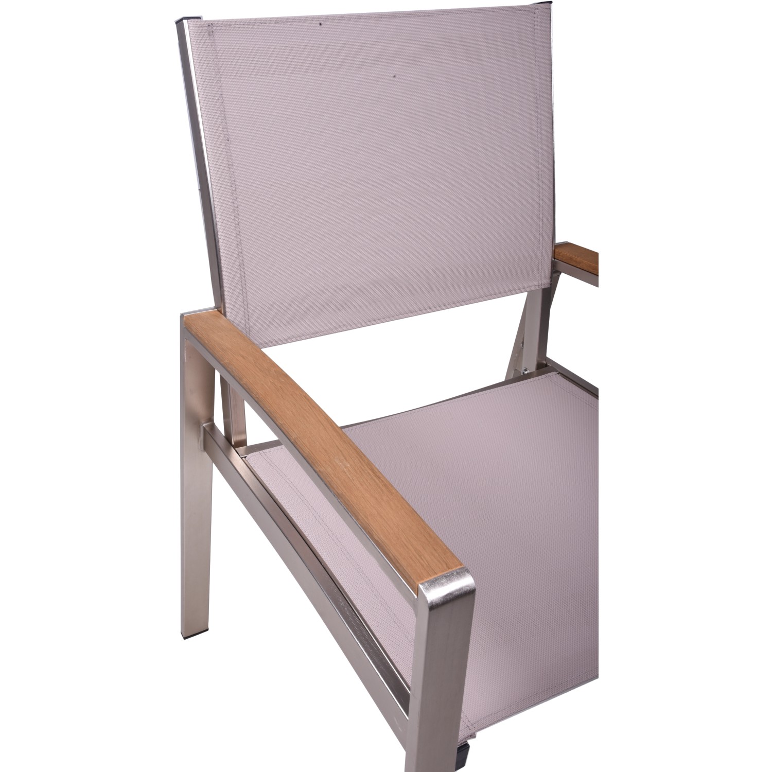 Garden Pleasure Stapelstuhl Florence 2er-Set Champagner, Gartenstuhl mit Aluminiumgestell und Holzarmlehnen.