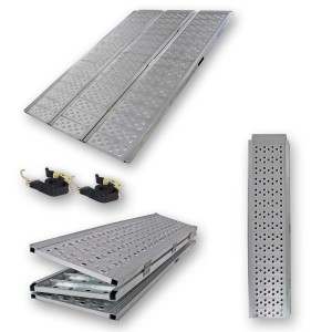 DREIBREIT 3-fach klappbare Alu-Auffahrrampe, 175cm, Tragkraft 1020kg, mit Spanngurten.