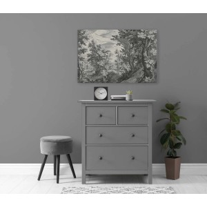 Bricoflor Wandbild Märchenwald in Holzstich-Optik, Leinwandbild 90x60 cm für Wohnzimmer.