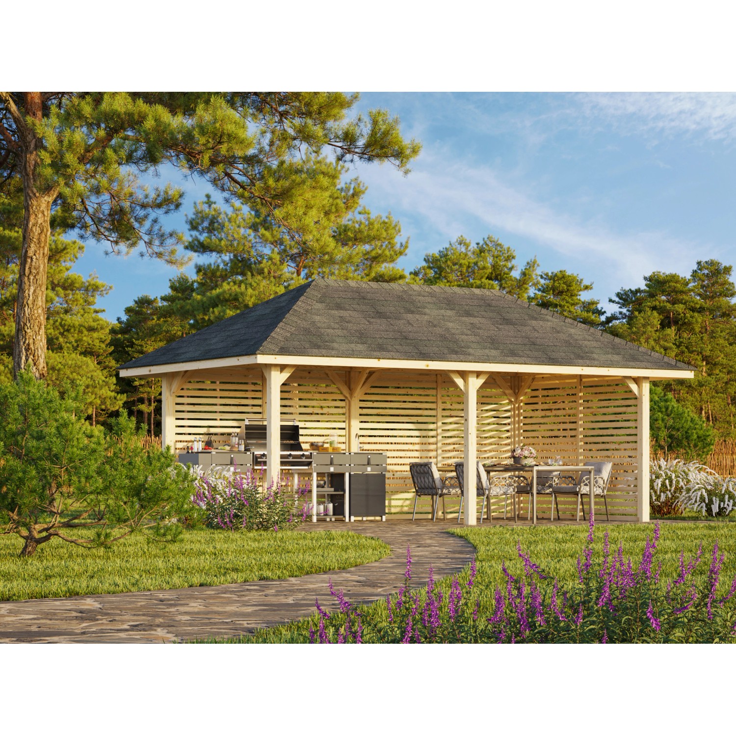 Palmako Pavillon Bianca Set 109 588 x 300 cm Lackiert Weiß FSC® günstig online kaufen