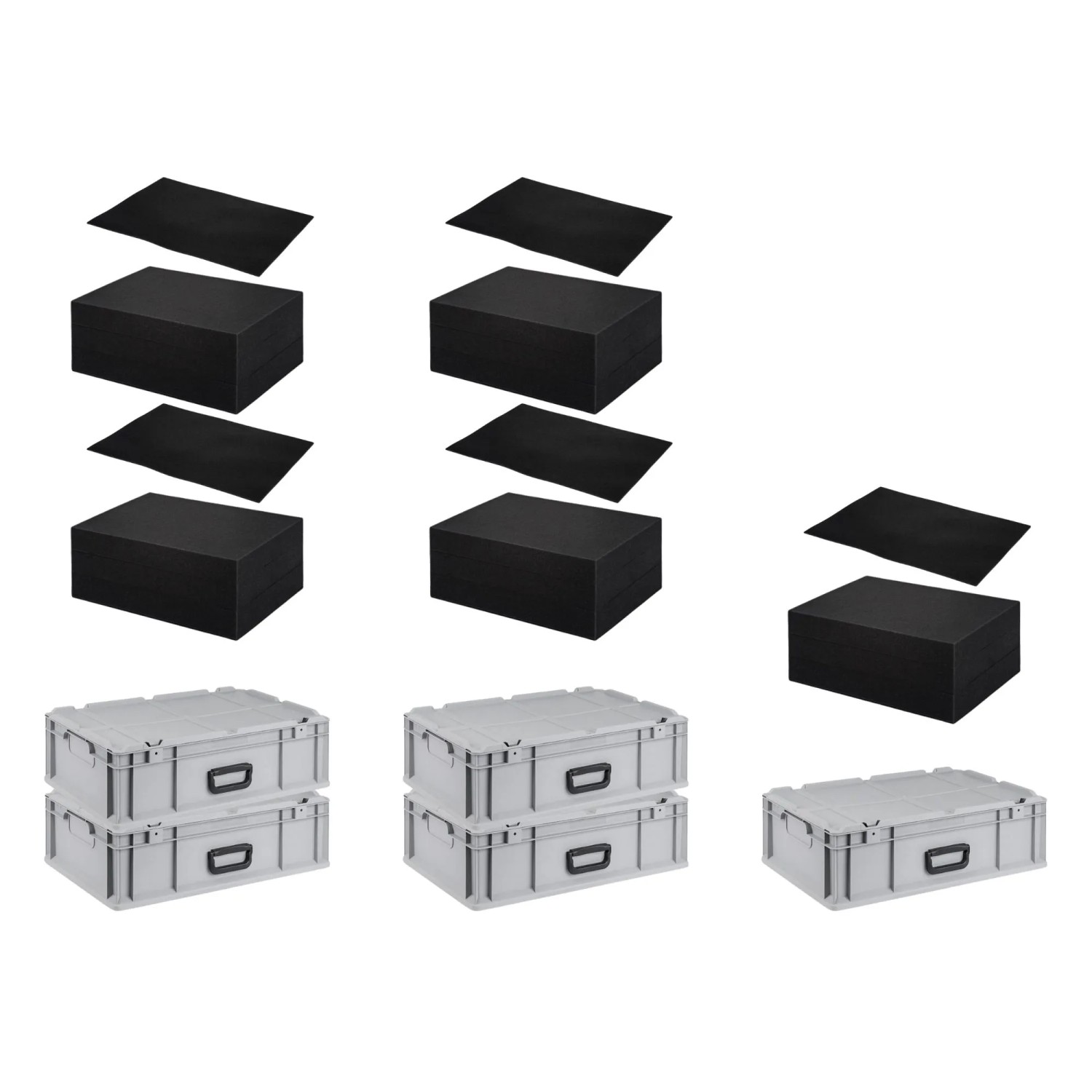 SuperSparSet 5 x Eurobox NextGen Portable Mit Rasterschaumstoff und Schaumstoffeinlage HxBxT 18,5 x 40 x 60 cm 34 Liter Eurobehälter Transportbox