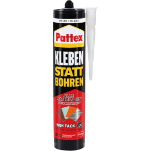 Pattex Montagekleber High Tack, 440g Kartusche, weiß. Kraftkleber zum Kleben statt Bohren.