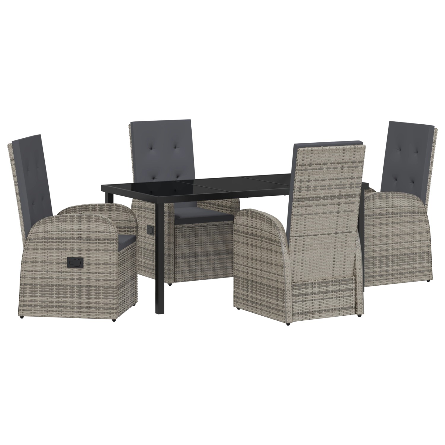 vidaXL Garten Essgruppe mit Kissen 5-Tlg Grau Poly Rattan 3379495 günstig online kaufen