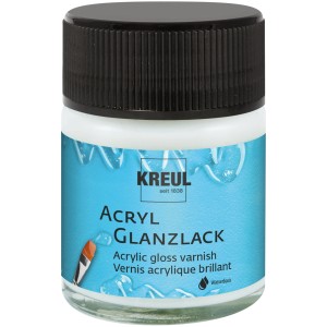 Kreul Acryllack Glänzend, 50ml, farbloser Überzugslack auf Wasserbasis für Bastelfarben.