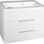 Fackelmann Waschbeckenunterbau Kara, 79,5 cm, weiß, mit 2 Schubladen und Raumsparsiphon.