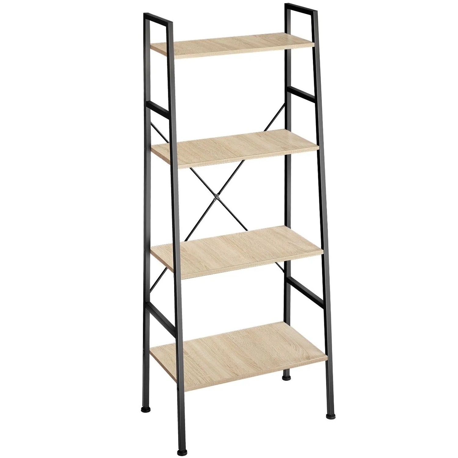 Tectake Leiterregal Liverpool Industrial Style Holz und Stahl  61 50 x 36 50 x 150 cm Industrial Holz Hell  Eiche Sonoma