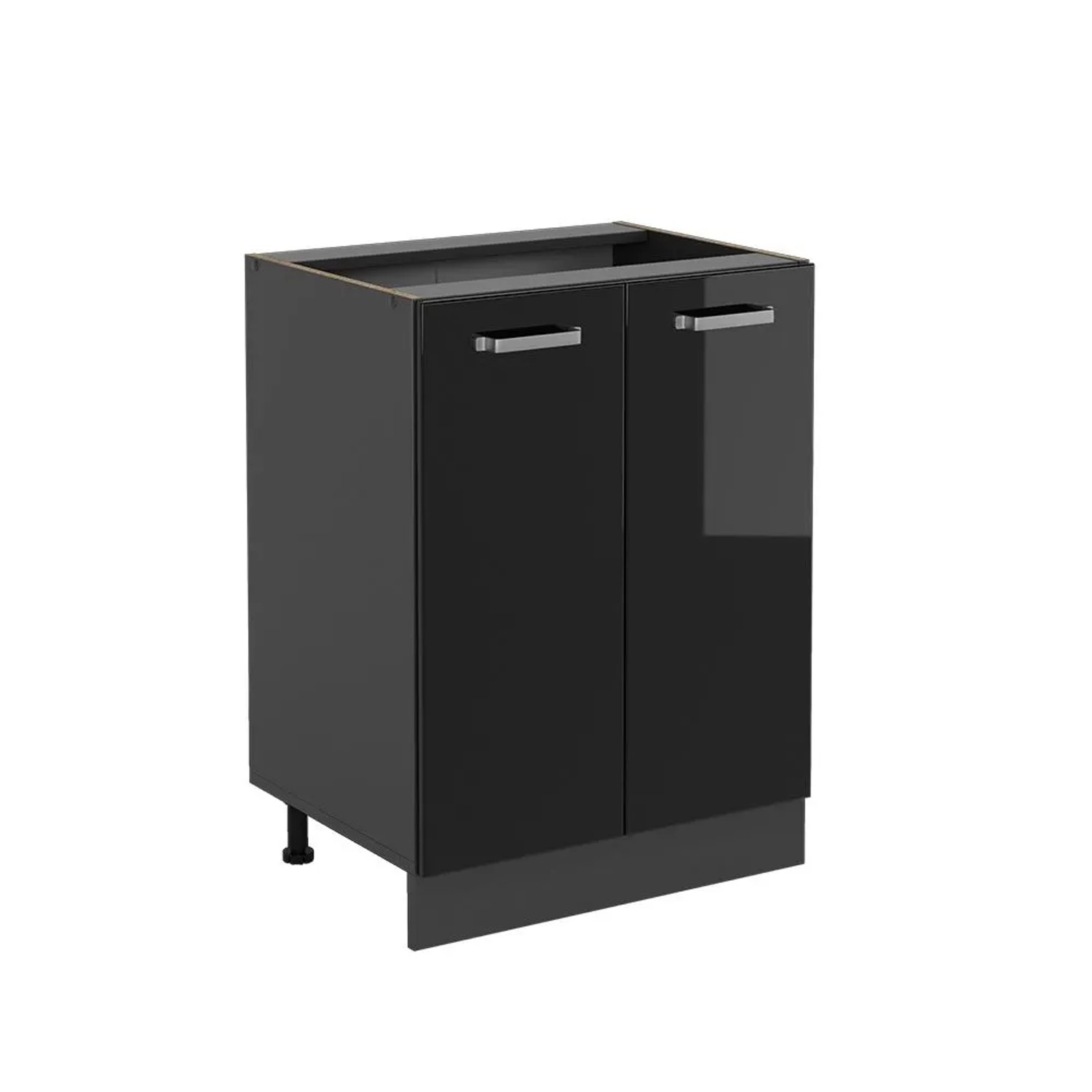 Vicco Küchenunterschrank R-Line Schwarz Hochglanz Anthrazit 60 cm ohne Arbeitsplatte