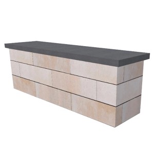 EHL CityPur Sitzbank mit Tribus-Set, 180 cm, grau-anthrazit, aus Mauersteinen.