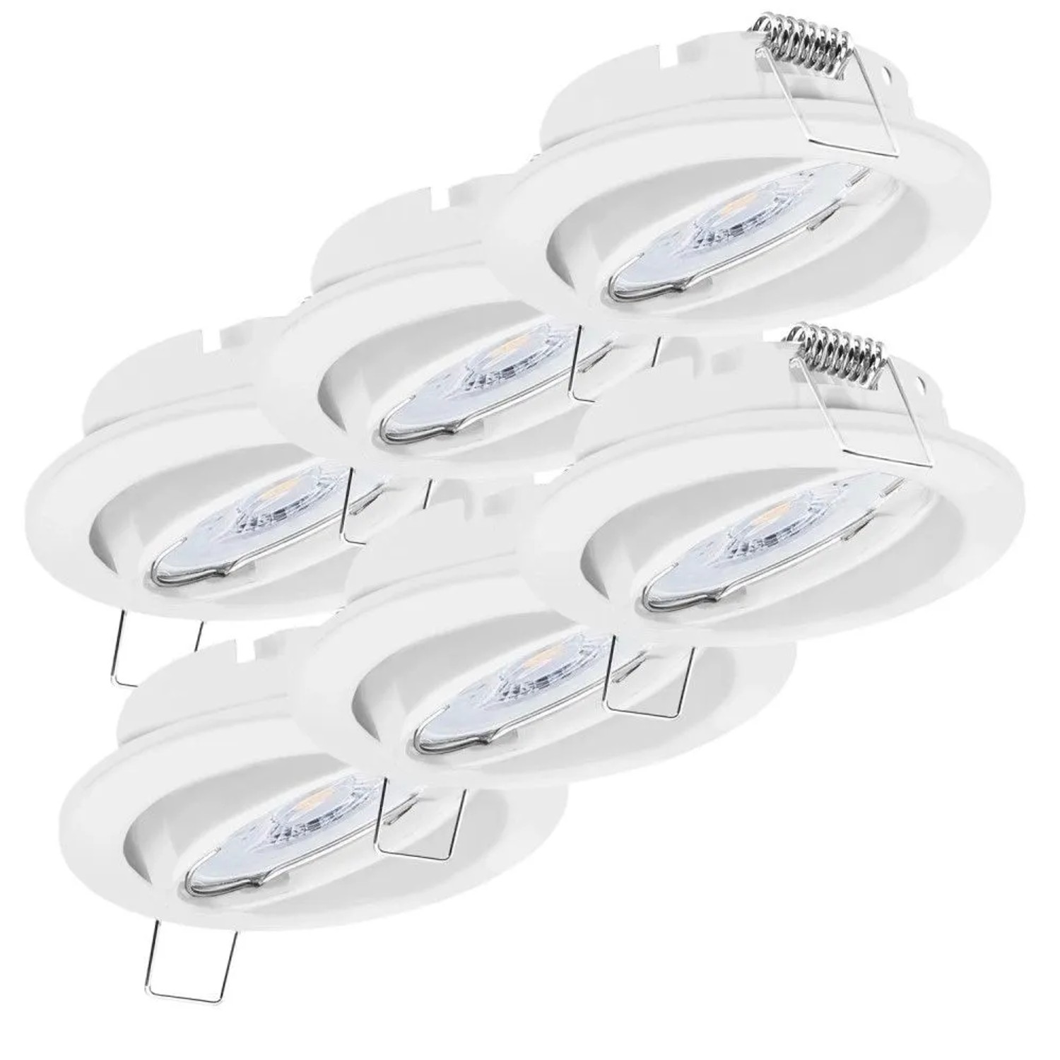 Oktaplex Dijon 6er Set LED-Einbaustrahler Lochmaß Ø 68mm Schwenkbar Weiß Flach Dimmbar 2700K Warmweiß 4,9W 230V